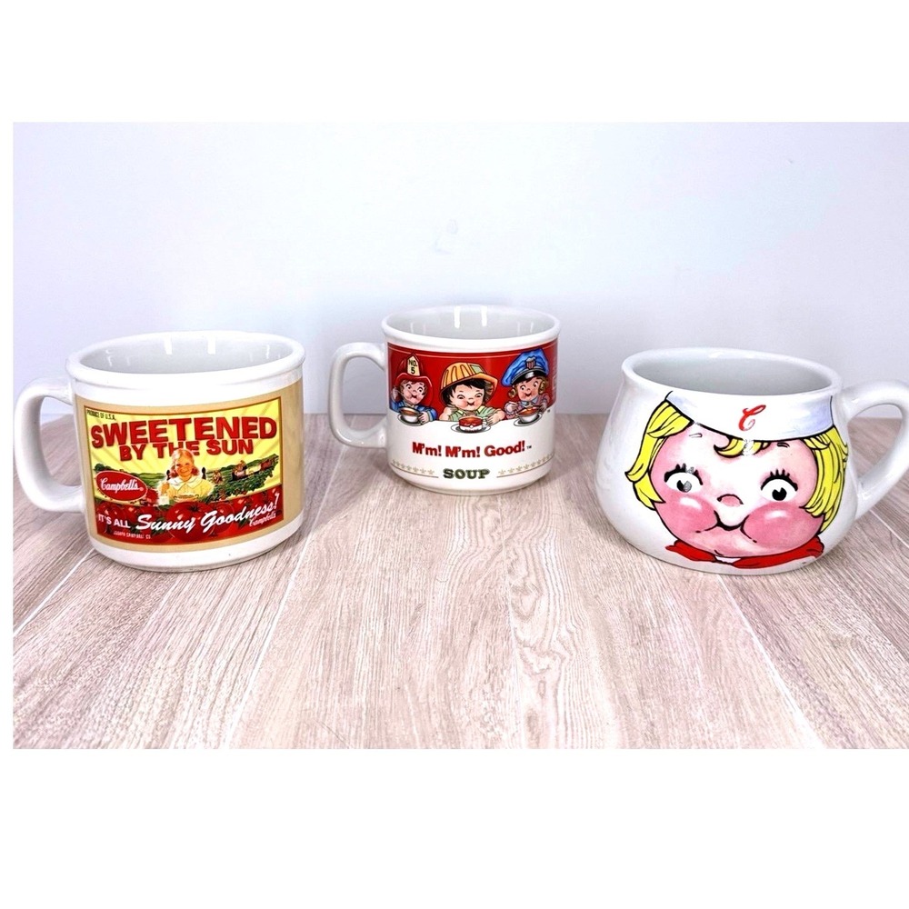 Campbell's Advertising Mug Lot of 3 Soup Kids Mrs Goodcents Sweetened‎ by Sun